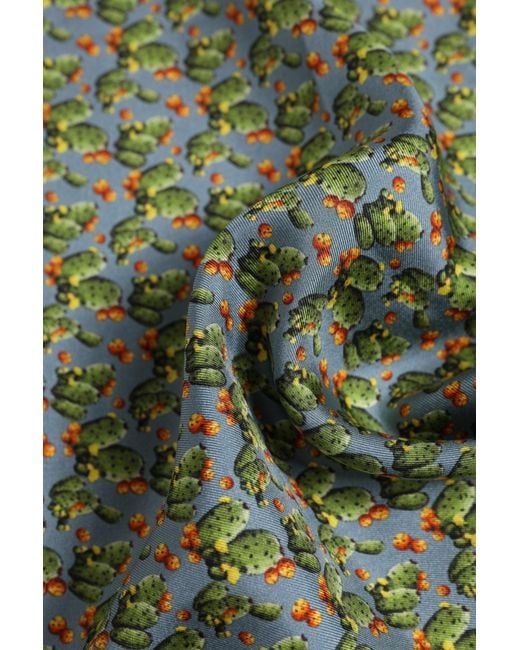 Dolce & Gabbana Gray Green Cactus Print Square Foulard Scarf for men