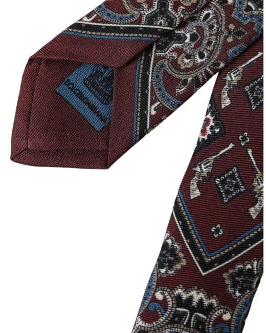 Dolce & Gabbana Blue Printed 100% Silk Adjustable Tie for men
