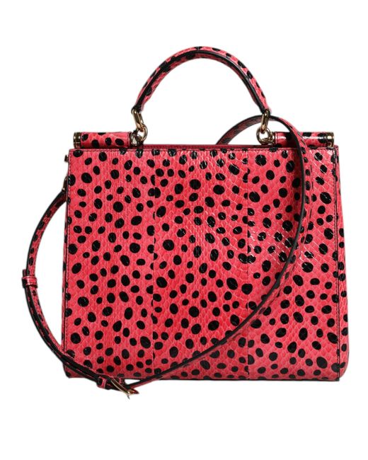 Dolce & Gabbana Red Pink Exotic Leather Top Handle Tote Crossbody Bag for men