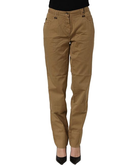 Plein Sud Green Brown Straight Cotton Stretch Chino Pants
