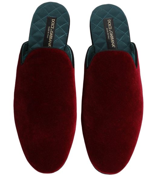 Dolce & Gabbana Red Suede Slides Flat Slipper Men Shoes for men