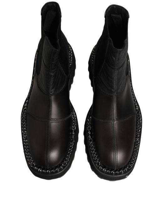 Dolce & Gabbana Black Chelsea Boots Leather Slip On Men Shoes for men