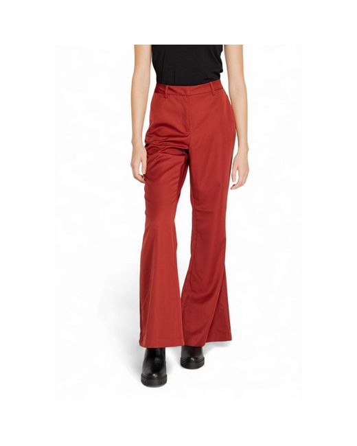 Vero Moda Red Polyester Flared Pants