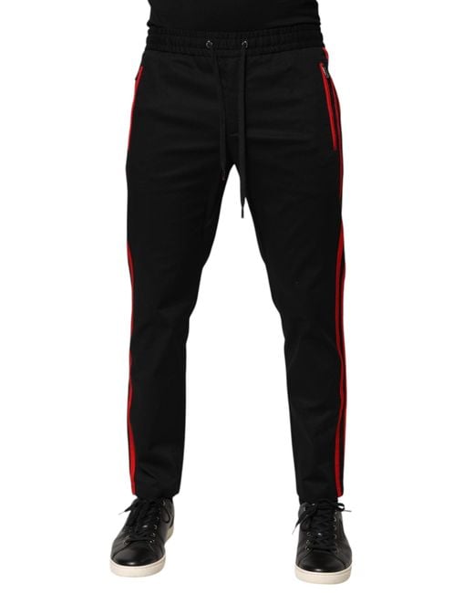 Dolce & Gabbana Black Track Pants Side Stripe for men