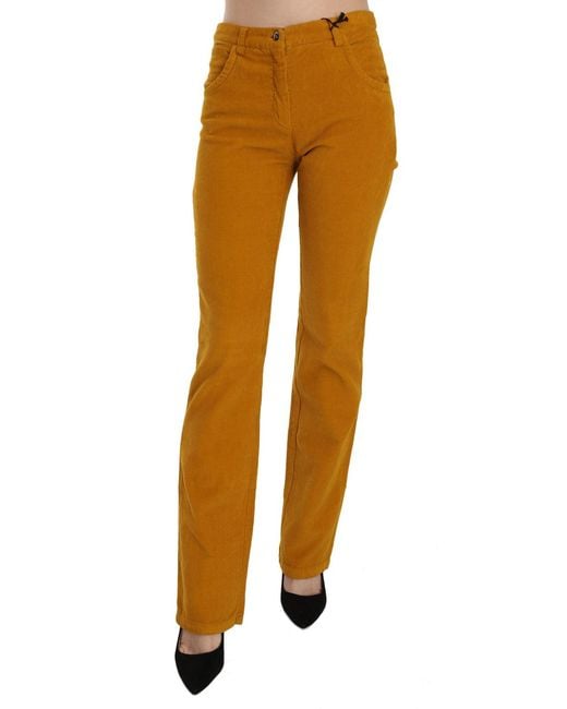 CoSTUME NATIONAL White Orange High Waist Straight Trouser Pants