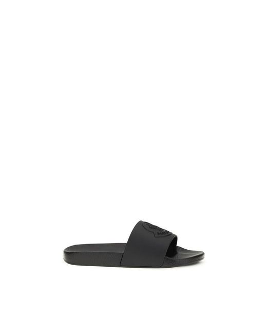 Moncler Black Rubber Slippers for men