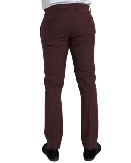 Dolce & Gabbana Purple Wool Slim Fit Dress Pants for men