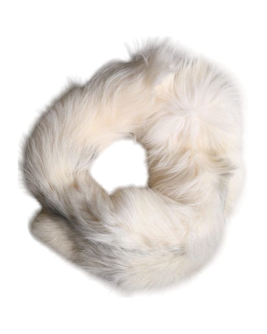 Dolce & Gabbana Natural Fox Fur Neck Wrap Warmer Winter Scarf