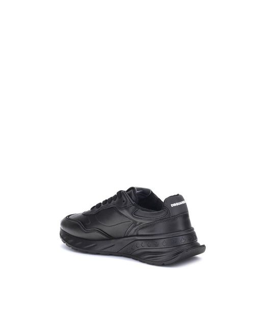 DSquared² Blue Black Calf Leather Bos Taurus Athletic Sneakers for men