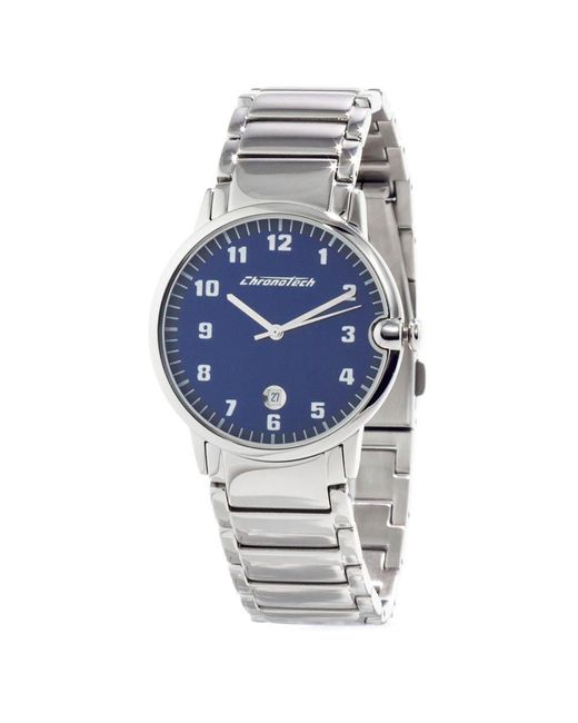 Chronotech Blue Silver Steel Watch