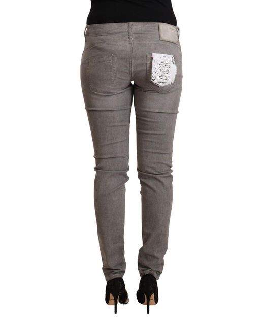 Acht Gray Cotton Low Waist Skinny Push Up Denim Jeans