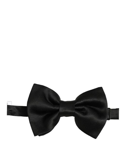Dolce & Gabbana Men Black 100% Silk Adjustable Neck Papillon Bow Tie for men