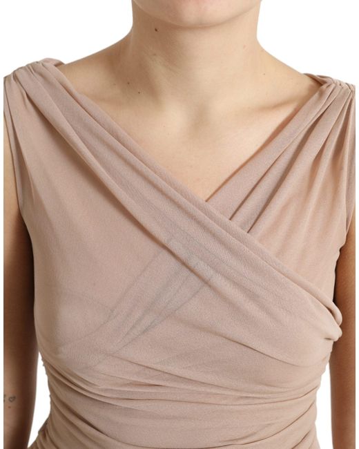 Dolce & Gabbana Natural Viscose V-Neck Sleeveless Tank Top