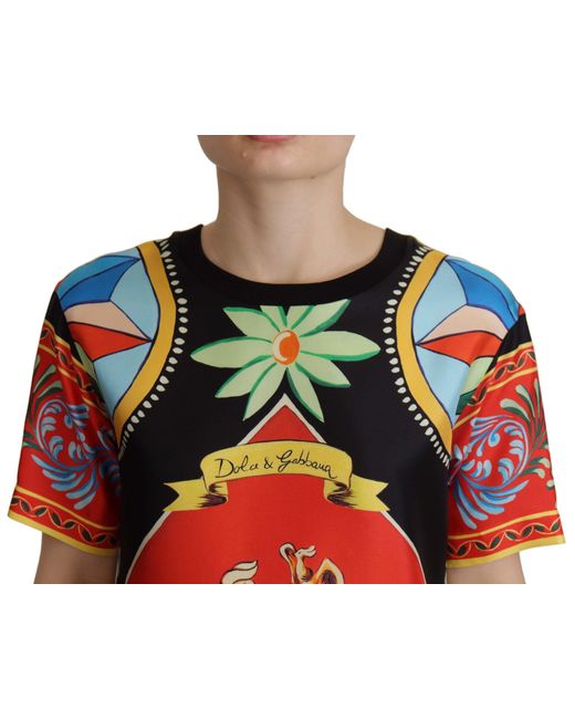 Dolce & Gabbana Multicolor Soldier Carretto Silk Top T-Shirt