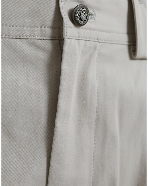 Dolce & Gabbana Gray Cotton High Waist Tapered Pants