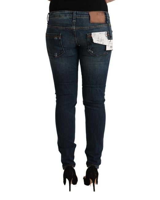 Acht Blue Washed Low Waist Slim Fit Denim Jeans