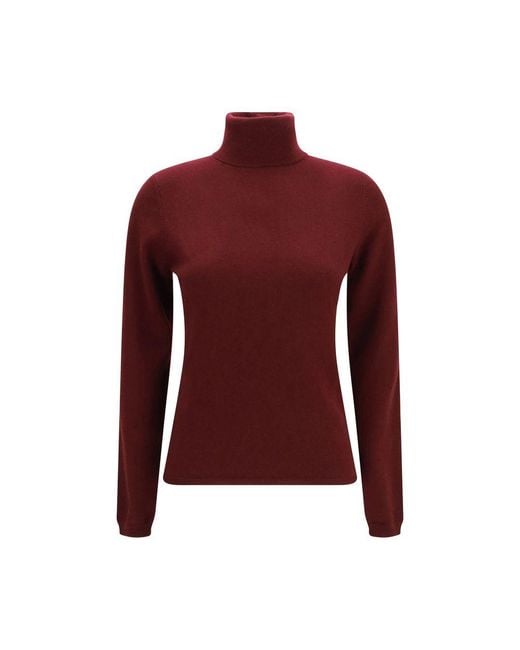 Allude Red Bordeaux Cashmere Turtleneck