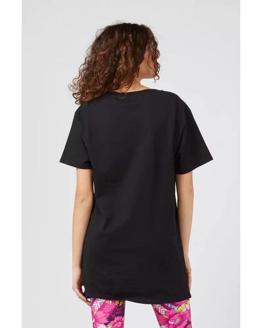 Custoline Black Chic Oversized Cotton Tee With Statement Front Print