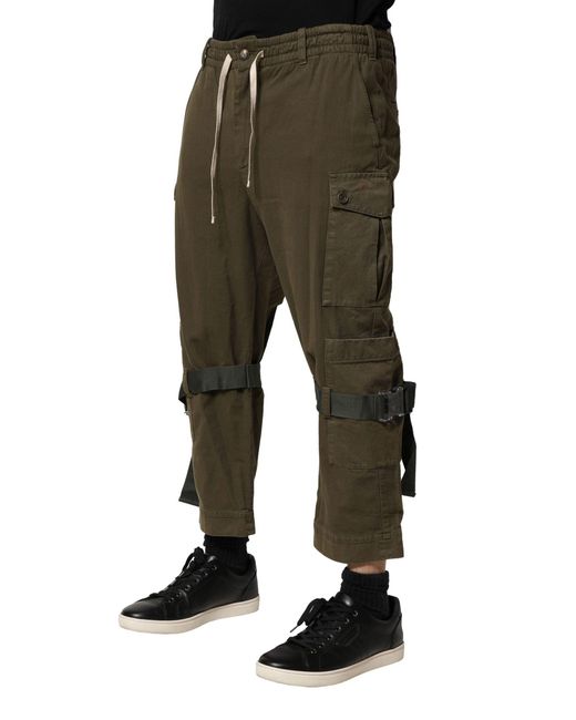 Dolce & Gabbana Green Cargo Pants With Buckled Straps for men