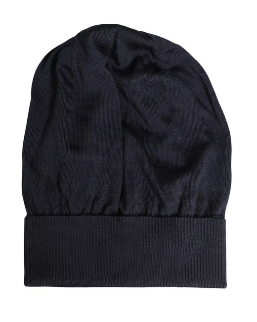 Dolce & Gabbana Blue Solid Wool Knitted Winter Beanie Cap Hat for men