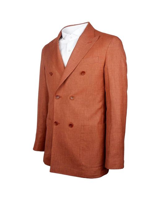 Made In Italy Red Brown Linen Blazer for men