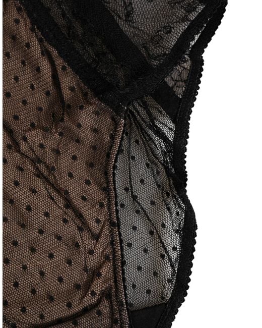 Dolce & Gabbana Black Sheer Polka Dot Lace High Waist Brief Underwear Nylon Viscose Clothing