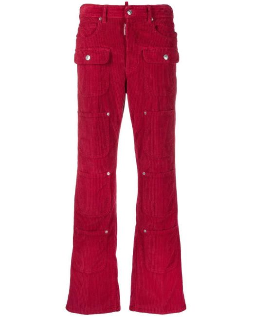 DSquared² Red Corduroy Straight-leg Jeans