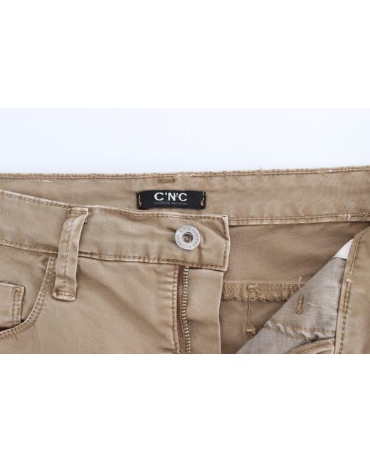 CoSTUME NATIONAL Multicolor Beige Straight Leg Denim Pants Stretch Jeans