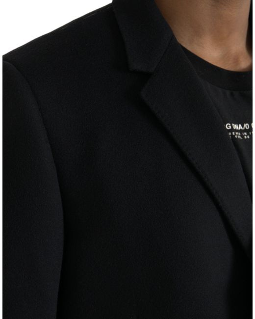 Dolce & Gabbana Black Wool Cashmere Trench Coat Jacket for men