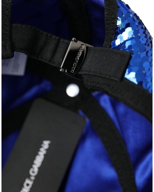 Dolce & Gabbana Blue Royal Sequin Baseball Hat for men