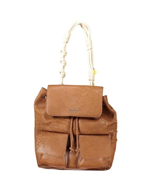 Desigual Brown Marrone Poliuretano Backpack