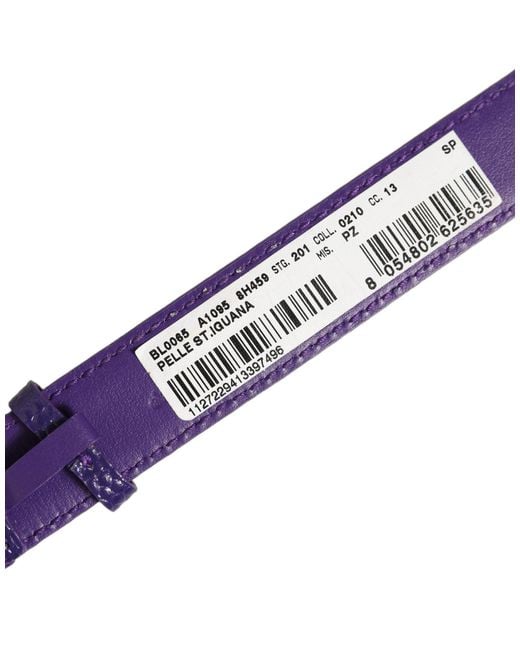Dolce & Gabbana Purple Violet Textured Leather Gold Buckle Belt Strap Bracelet
