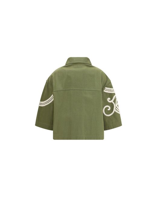 Max Mara Green Bicolor Cotton Coat