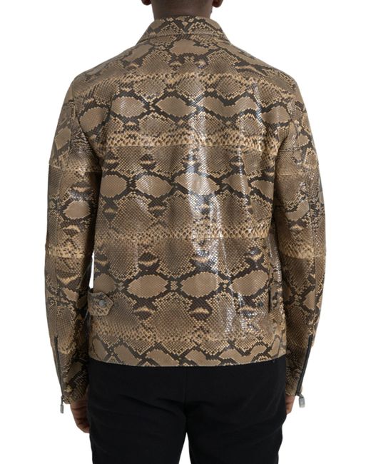 Dolce & Gabbana Gray Exotic Leather Biker Blouson Jacket for men