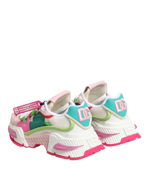 Dolce & Gabbana Pink Multicolor Leather Airmaster Low Top Sneaker Shoes