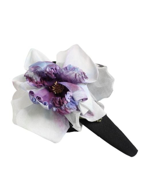 Dolce & Gabbana Multicolor Black Green Silk Purple White Floral Appliqué Accessory Headband