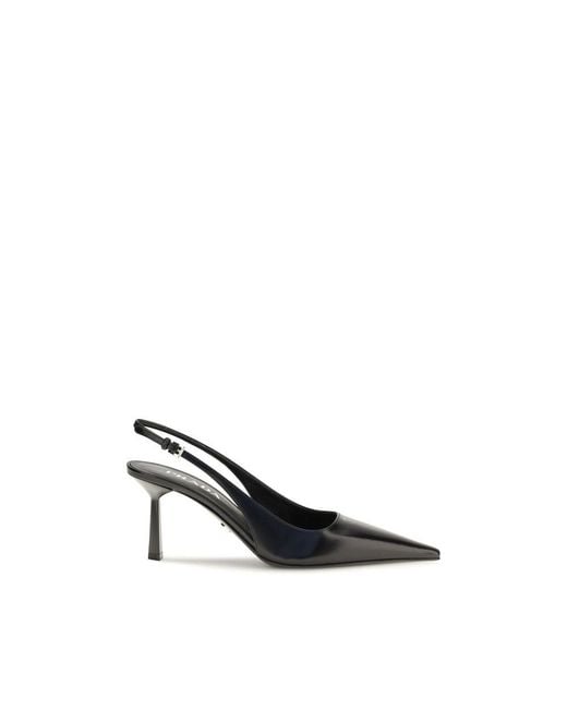 Prada Black Calf Leather Bos Taurus High Heel Pumps