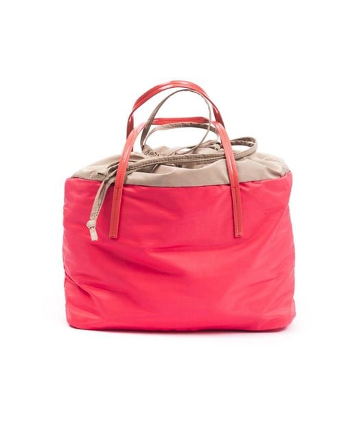 Byblos Pink Elegant Fabric And Patent Shopper Tote