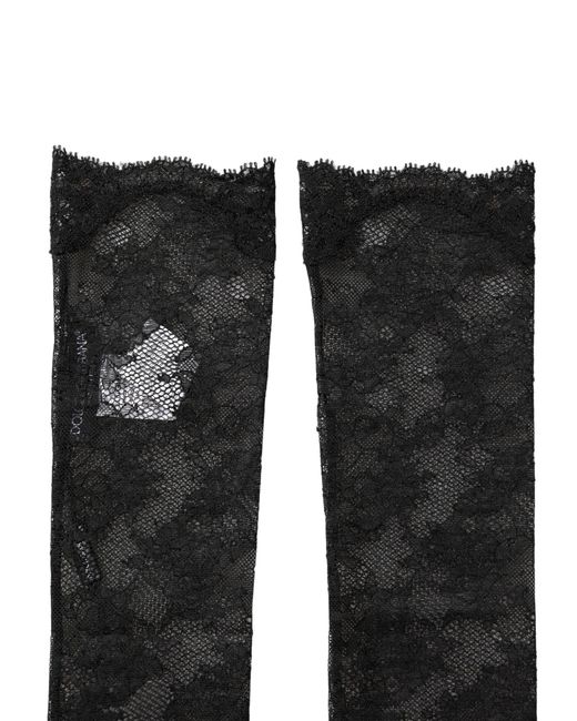 Dolce & Gabbana Black Floral Lace Nylon Stretch Knee Socks