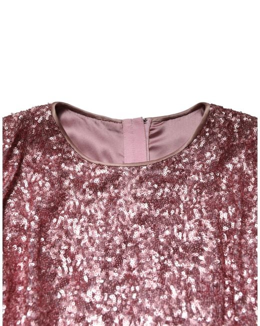 Dolce & Gabbana Pink Sequinned Mermaid Long Gown Dress