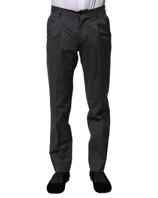 Dolce & Gabbana Black Pinstripe Dress Pants for men