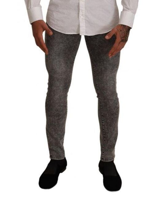 Dolce & Gabbana Black Gray Cotton Stretch Slim Fit Denim Jeans for men