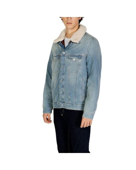 Tommy Hilfiger Blue Denim Jacket Sherpa Collar for men