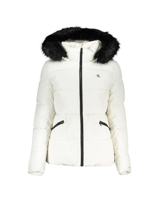 Calvin Klein Black Elegant Long-Sleeved Winter Jacket With Fur Hood