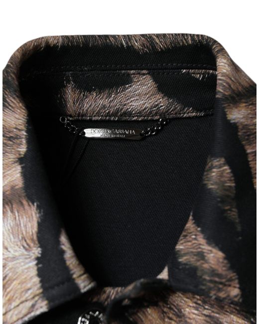 Dolce & Gabbana Black Tiger Button Down Collared Jacket for men
