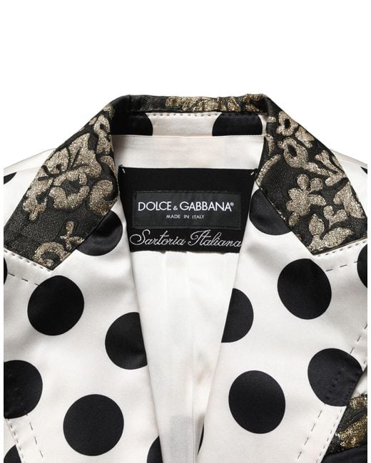 Dolce & Gabbana Black White Brocade Polka