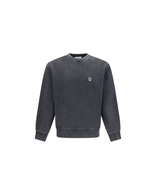 Maison Kitsuné Blue Gray Cotton Sweatshirt for men