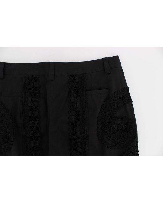 Dolce & Gabbana Black Cotton Stretch Torero Capris Pants