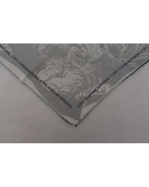 CoSTUME NATIONAL Black Gray Print Shawl Foulard Branded Scarf