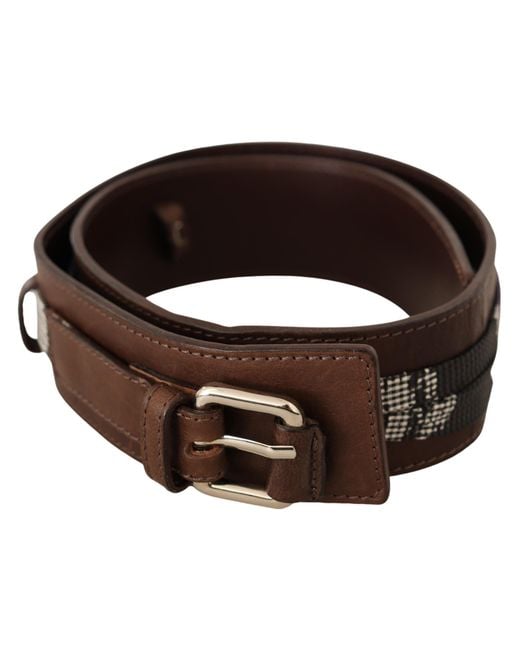CoSTUME NATIONAL Brown Leather Silver Buckle Belt